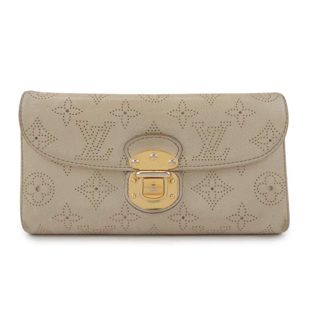 Louis Vuitton Monogram Mahina Calfskin Portefeuille Amelia Wallet Beige